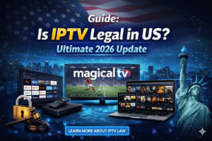 IPTV legality in USA 2026 guide with secure and legal streaming concept